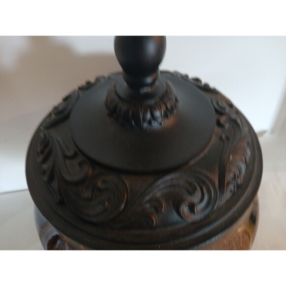 Vintage Hobby Lobby Crackle Glass Golden/ Black Wood Bow-Lidl Center Piece 8" - Picture 5 of 16